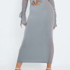 Skirts * | Solado Twist Front Cut Out Mesh Splicing Maxi Skirt Lightsteelblue