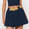 Skirts * | Solado Low Waist Colorblock A-Line Mini Skirt With Belt Darkblue