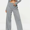 Pants * | Solado High Waist Ribbed Draped Solid Straight Pants Lightgray