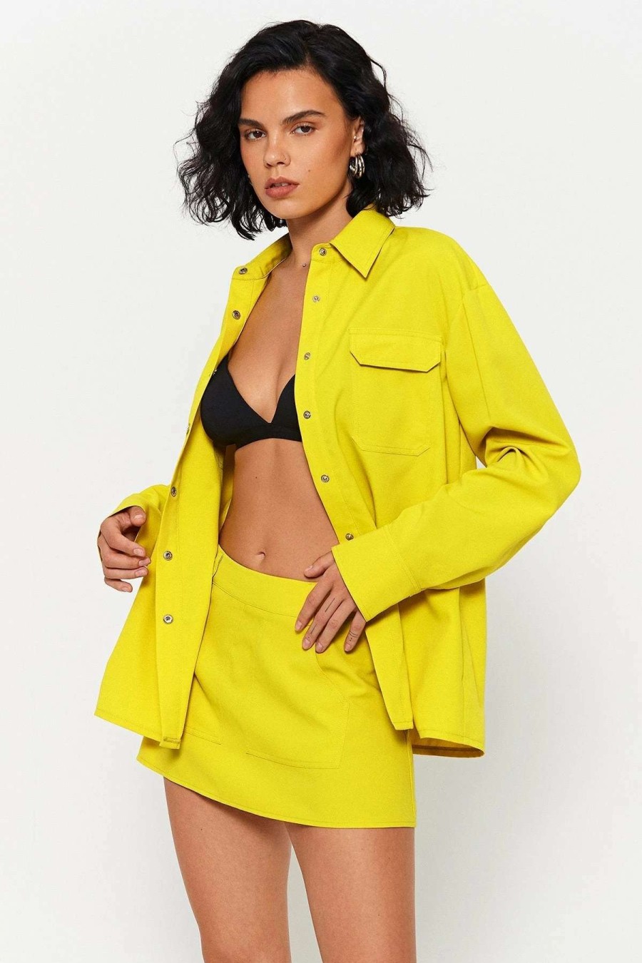 Skirts * | Solado Low Waist Pocket Patched Cargo Mini Skirt Yellow