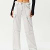 Denim Bottoms * | Solado Low Waist Top-Stitching Chain Decor Wide Leg Jeans White