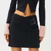 Skirts * | Solado Asymmetrical Waist Buckled Detail Teddy Mini Skirt Black