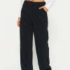 Pants * | Solado Corduroy High Waist Dual Pocket Solid Wide Leg Pants Black