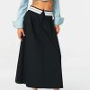 Skirts * | Solado Lapel Waist Colorblock A-Line Maxi Skirt Black