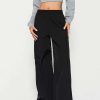 Pants * | Solado Low Waist Pocket Patched Drawstring Hem Wide Leg Pants Black