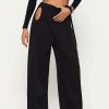 Pants * | Solado High Waist Cut Out Draped Solid Suit Pants Black