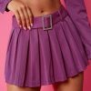 Skirts * | Solado Low Waist Pleated Mini Skirt With Rhinestone Decor Belt Purple