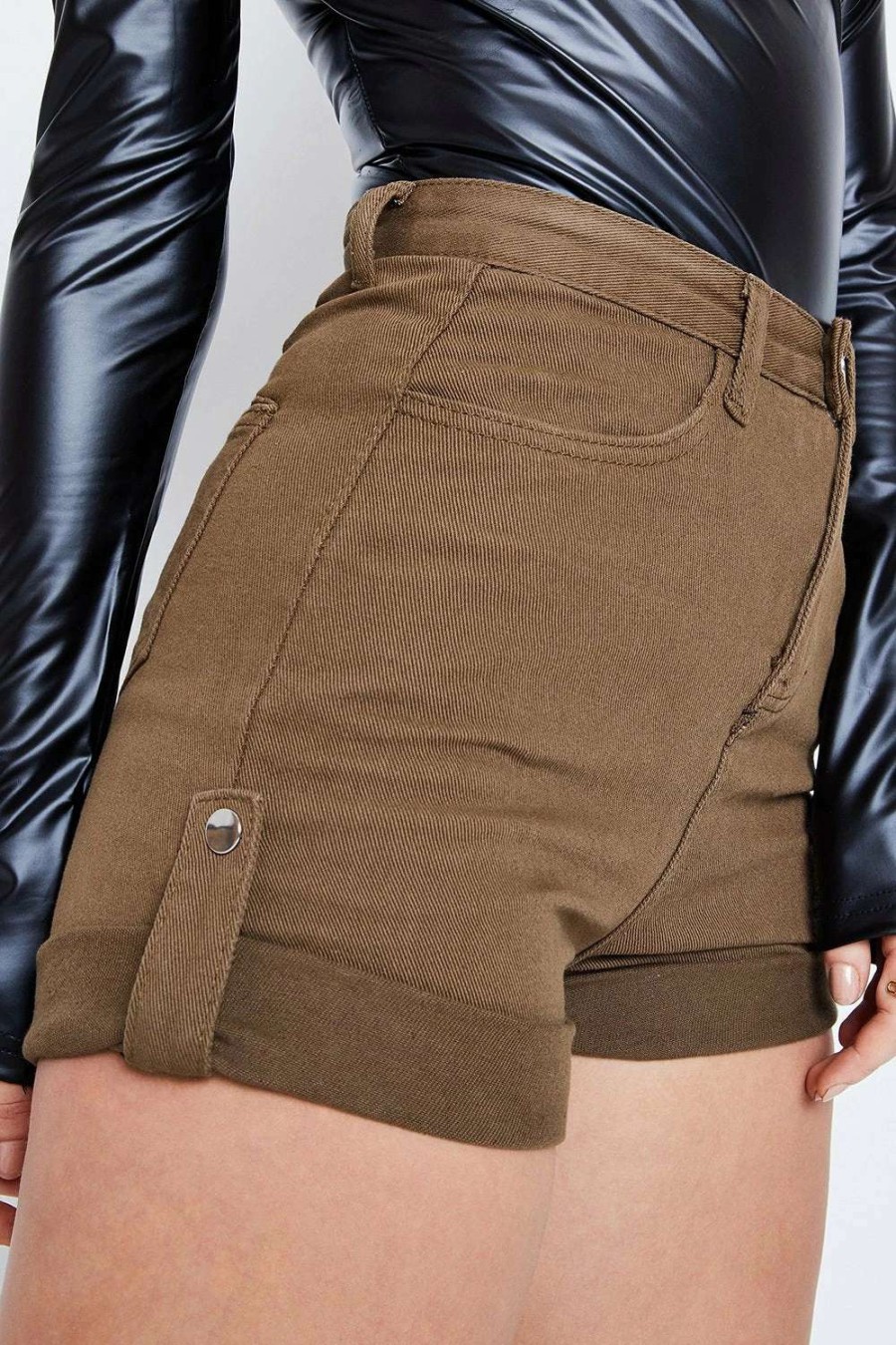 Shorts * | Solado High Waist Dual Pocket Crimp Trim Denim Shorts Peru