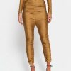 Pants * | Solado High Waist Ruched Solid Skinny Pants Darkgoldenrod